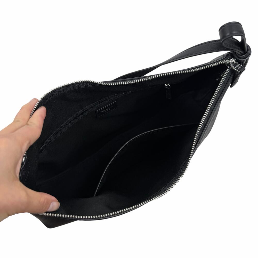 Kate Spade Loop Large Shoulder Bag Pebble Leather Black Silver - Picture 13 of 15